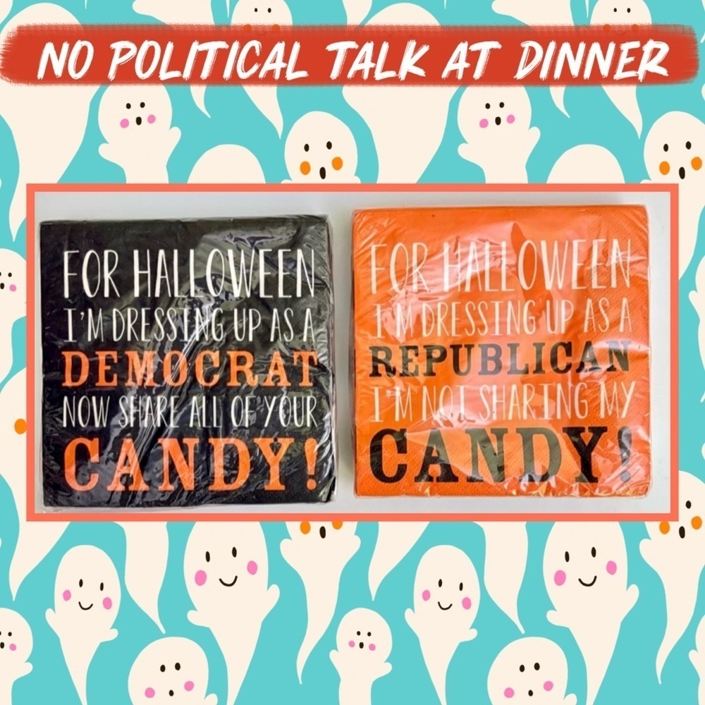 🎃🆕🎃 Democrat & Republican Orange & Black Halloween Themed Napkins Set-20 ea